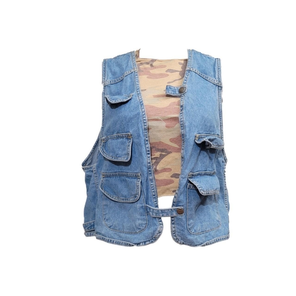 Vintage 90s Denim Utility Vest